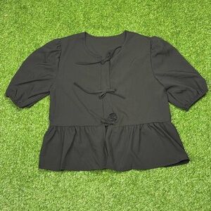 Chic Black Women's Blouse with Tie Details